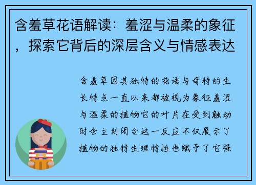 含羞草花语解读：羞涩与温柔的象征，探索它背后的深层含义与情感表达